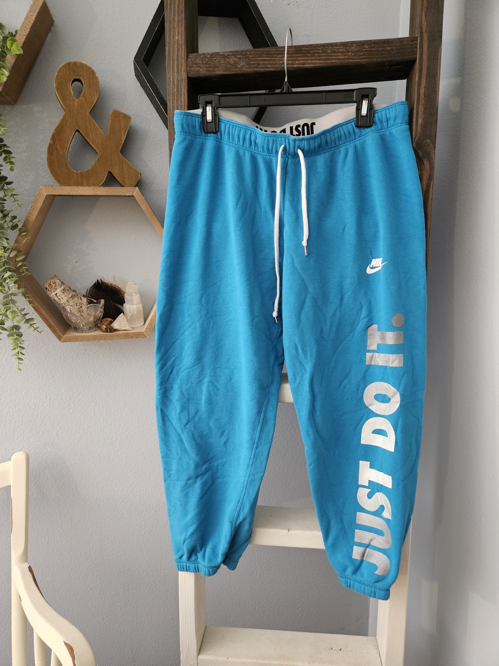 Vintage Red Tag Nike Unisex Blue 'Just Do It' Jogger Pants Size L